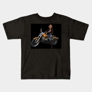 Girl motorcycle rider Kids T-Shirt
